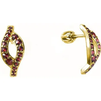 Náušnice Stříbrné náušnice s českým granátem, zlacené - vlnka Zapínání: balónek