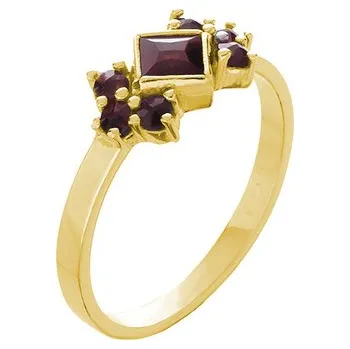 Prsten Stříbrný prsten s českým granátem, zlacený - čtverec Velikost: 58