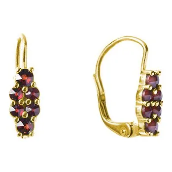 Náušnice Stříbrné náušnice s českým granátem, zlacené Zapínání: klapka