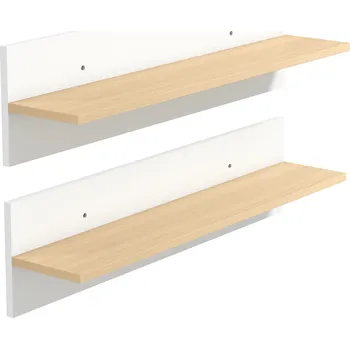 police Sada 2 nástěnných polic | bílo-přírodní