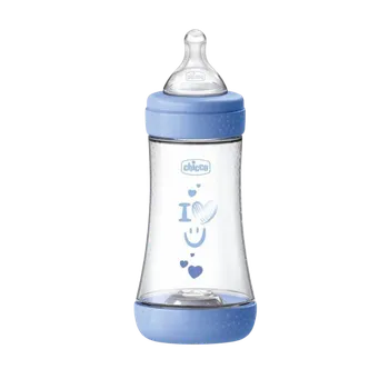 Kojenecká láhev CHICCO Lahev kojenecká Perfect5 silikon, modrá 240 ml