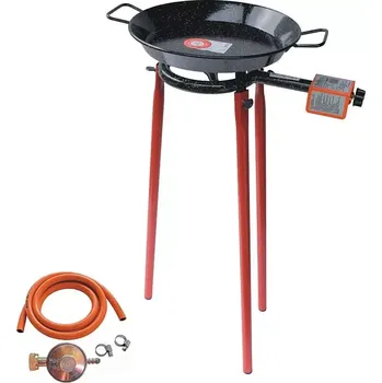 Vařič Set hořák M20 Paella 20 cm jeden okruh s připojením, stojan a pánev smalt 28 cm