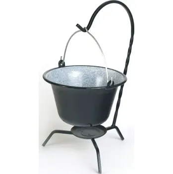 Outdoor vaření Servírovací gulášový kotlík na stojánku černý set