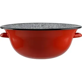pekáč Perfect Home Smaltovaná zadělávací mísa 10 L 39 cm (průměr horní), 16,5 cm (průměr základny), 14,5 cm (výška), 42 cm (šířka s uchy) červená, šedý mramor, černý lem
