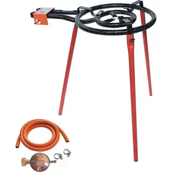 Vařič Hořák M40 Paella 40 cm dva okruhy s připojením a trubkový stojan s výztuhou