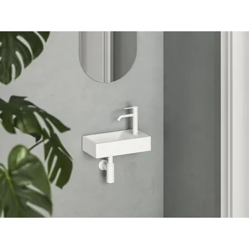 Umyvadlo Umývátko Veda Wall 40 P, s otvorem pro baterii, bez přepadu, bílá matná