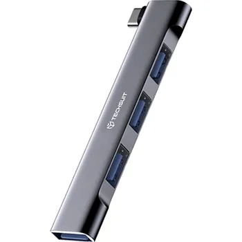 USB hub Techsuit - Dokovací stanice ZenithDock 4 v 1 (H13) - USB-C na 3x USB 2.0, 1x USB 3.0 - šedá