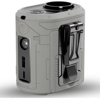 Powerbanka Techsuit - prémiový přenosný mini ventilátor (Z14) - s power bankou, dobíjecí, 5 rychlostí větru, spona na opasek, 5000 mAh - šedý