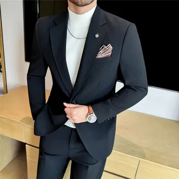 Pánský oblek Best Fashion Pánský proužkovaný oblek pro slavnostní příležitosti Barva: Černá, Velikost: M