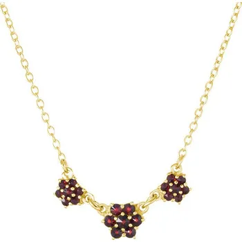 Náhrdelník Zlatý náhrdelník s českým granátem - květina