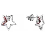 Stříbrné náušnice s českým granátem, rhodiované - hvězda Zapínání: klapka