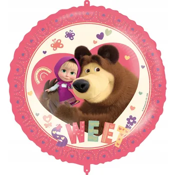 Balónek Máša a medvěd Srdíčkový fóliový balónek 46 cm