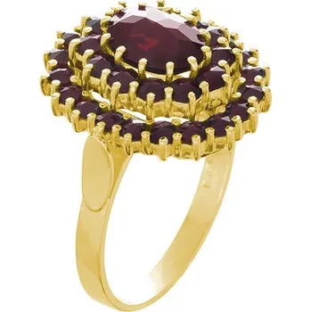 Prsten Stříbrný prsten s českým granátem, zlacený - ovál Velikost: 55