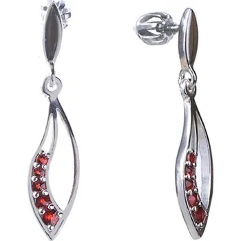 Náušnice Stříbrné náušnice s českým granátem, rhodiované - kapka Zapínání: klapka
