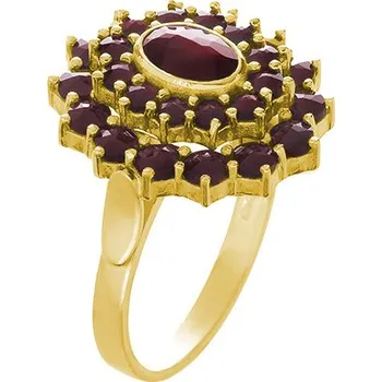 Prsten Stříbrný prsten s českým granátem, zlacený - ovál Velikost: 56