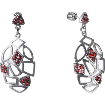 Náušnice Stříbrné náušnice s českým granátem, rhodiované - ovál Zapínání: klapka