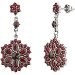 Stříbrné náušnice s českým granátem, rhodiované Zapínání: puzeta