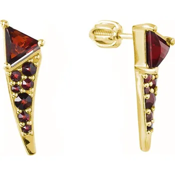 Náušnice Stříbrné náušnice s českým granátem, zlacené - trojúhelník Zapínání: balónek