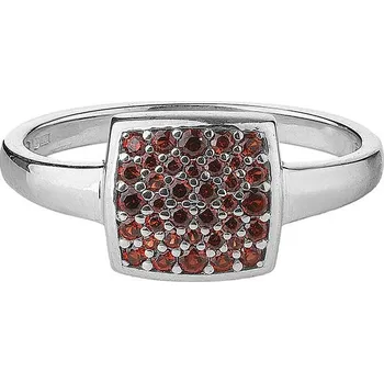 Prsten Stříbrný prsten s českým granátem, rhodiovaný - obdélník Velikost: 52