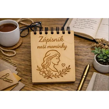desky na sešit Dary dřeva Dřevěný deník s gravírováním – personalizovaný zápisník Velikost: A6