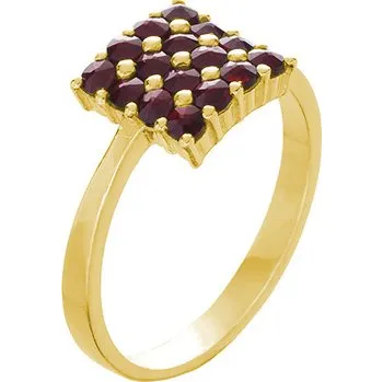 Prsten Stříbrný prsten s českým granátem, zlacený - čtverec Velikost: 61