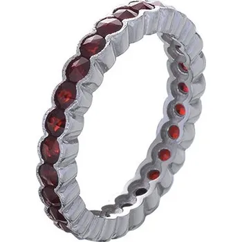 Prsten Stříbrný prsten s českým granátem, rhodiovaný - linka Velikost: 54