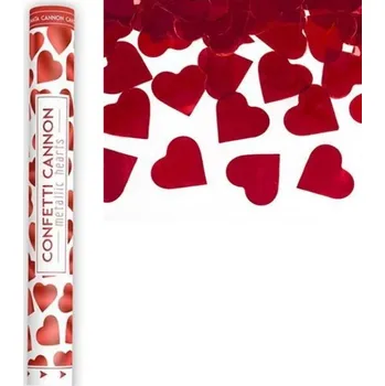 Konfeta Vystřelovací konfety Srdce červené 60cm