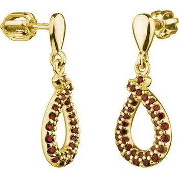 Náušnice Stříbrné náušnice s českým granátem, zlacené - kapka Zapínání: balónek
