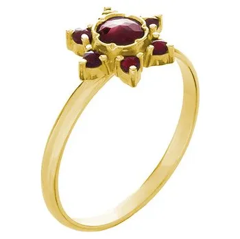 Prsten Stříbrný prsten s českým granátem, zlacený - květina Velikost: 55