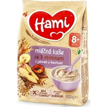 Dětská kaše NUTRICIA Hami se 7 obilninami s jablkem a švestkami od ukončeného 8. měsíce 210g