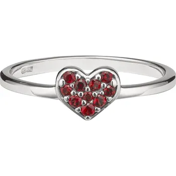 Prsten Stříbrný prsten s českým granátem, rhodiovaný - srdce Velikost: 55