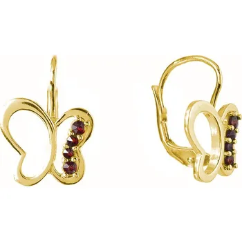 Náušnice Stříbrné náušnice s českým granátem, zlacené - zvíře - motýl Zapínání: klapka