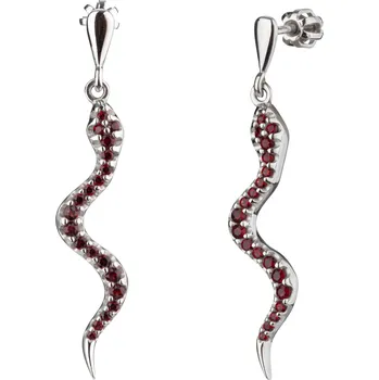 Náušnice Stříbrné náušnice s českým granátem, rhodiované - zvíře - had Zapínání: balónek