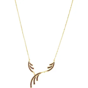 Náhrdelník Stříbrný náhrdelník s českým granátem, zlacený