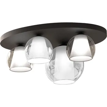 Sikrea Stropní svítidlo EMY, 1xE27 a 3xE14, š.54cm Barva skla: Transparentní, Barva montury: Černá