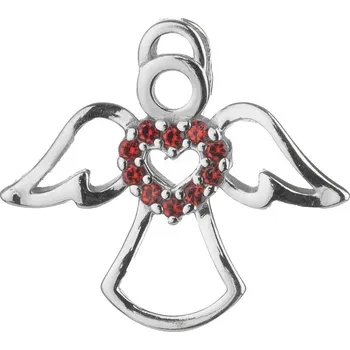 Přívěsek Stříbrný přívěsek s českým granátem, rhodiovaný - anděl