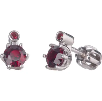 Náušnice Stříbrné náušnice s českým granátem, rhodiované Zapínání: balónek
