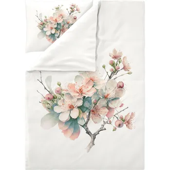 Povlečení LIVARNO® Saténové ložní povlečení, 140 x 200 cm, 70 x 90 cm (Kvetoucí strom/bílá)