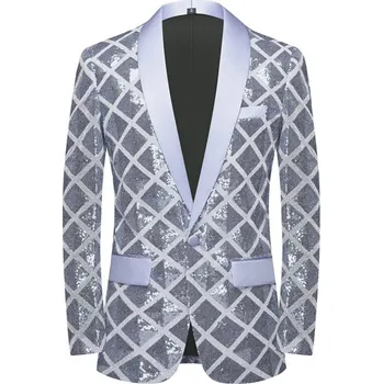 Best Fashion Pánské výrazné sako pro taneční vystoupení Barva: Stříbrná, Velikost: XL