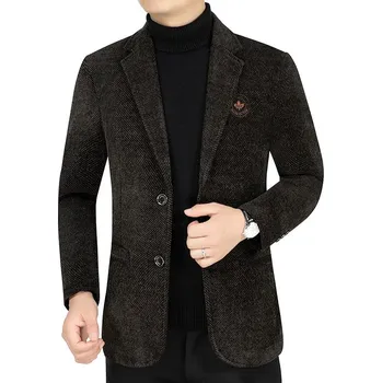 Best Fashion Pánský vlněný kabát pro chladné podzimní dny Barva: Hnědá, Velikost: XXS