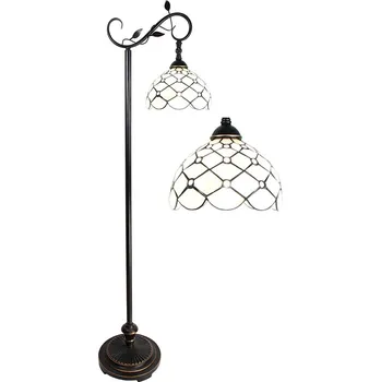 Stojací lampa Bílá stojací Tiffany lampa kamínky TransparentEye - 36*25*152 cm E27/max 1*60W