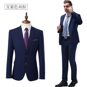 Best Fashion Pánský elegantní oblek pro společenské události Velikost: 6XL, Barva (Varianta): Tmavě modrá 2 button