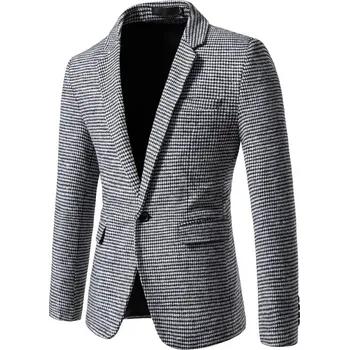 Best Fashion Pánské kostkované sako v moderním business stylu Barva: Světle Šedá, Velikost: M