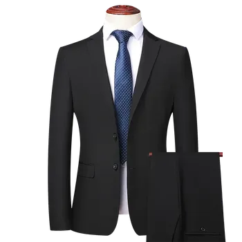 Pánský oblek Best Fashion Pánský dvoudílný oblek v moderním střihu Barva: Černá, Velikost: 5XL