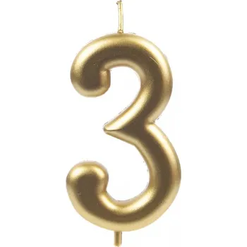 Svíčka Dortová svíčka zlaté číslo 3
