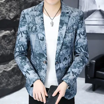 Best Fashion Pánské vzorované sako pro společenské události Barva: Modrá, Velikost: M