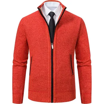 Pánský svetr Best Fashion Pánský hřejivý svetr na zip se stojáčkem Barva: Červená, Velikost: 4XL