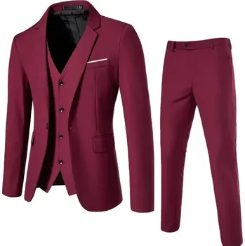 Best Fashion Pánský třídílný oblek pro formální události Barva: Červená, Velikost: 7XL