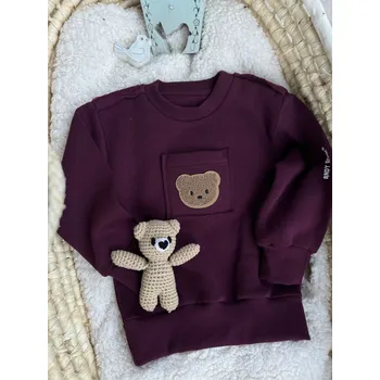 Dívčí mikina ANDY Boom Dětská mikina Little Bear višňová ke krku Velikost děti: 80