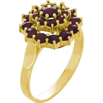 Prsten Stříbrný prsten s českým granátem, zlacený - květina Velikost: 52